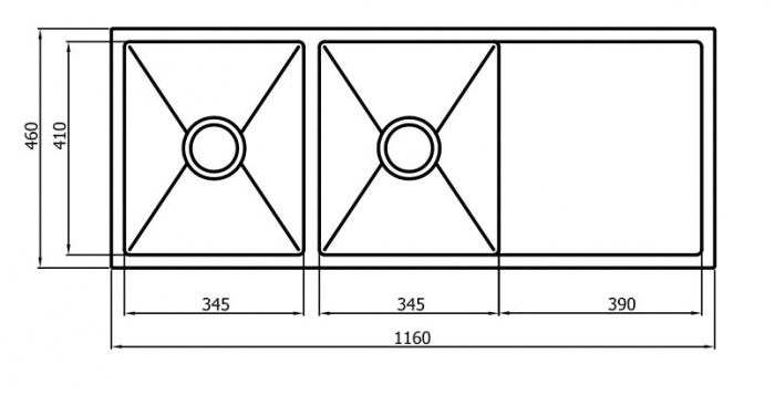 INSPIRE ZUE SINK 116D CHROME 1160MM