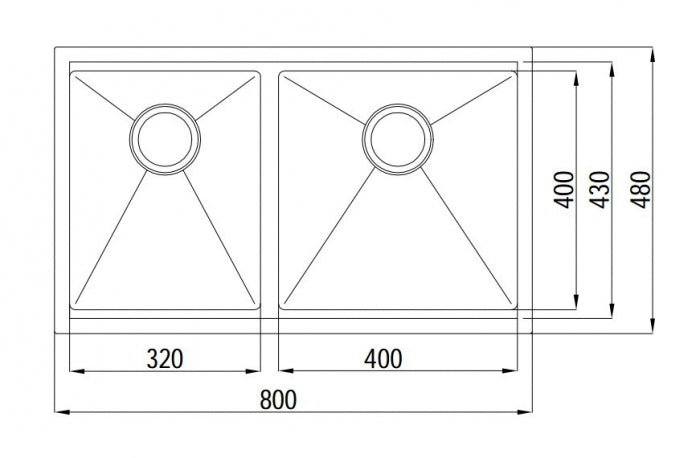 INSPIRE ARF SINK 820D CHROME 800MM