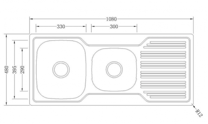 INSPIRE 1.5 LEFT HAND KITCHEN SINK STAINLESS STEEL 1080MM