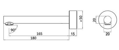 INSPIRE ROUL BATH SPOUT 180MM MATTE BLACK