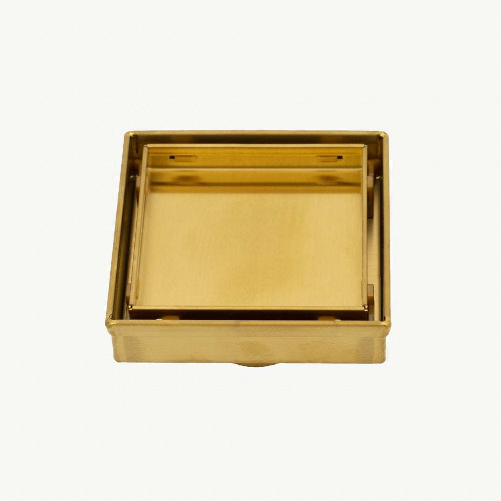 RADIANT HEATING 100MM TILE INSERT OUTLETS BRUSHED GOLD 38MM,50MM AND 74MM