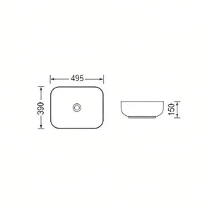 BTH ABOVE COUNTER CERAMIC ARTISTIC BASIN BLACK 495MM