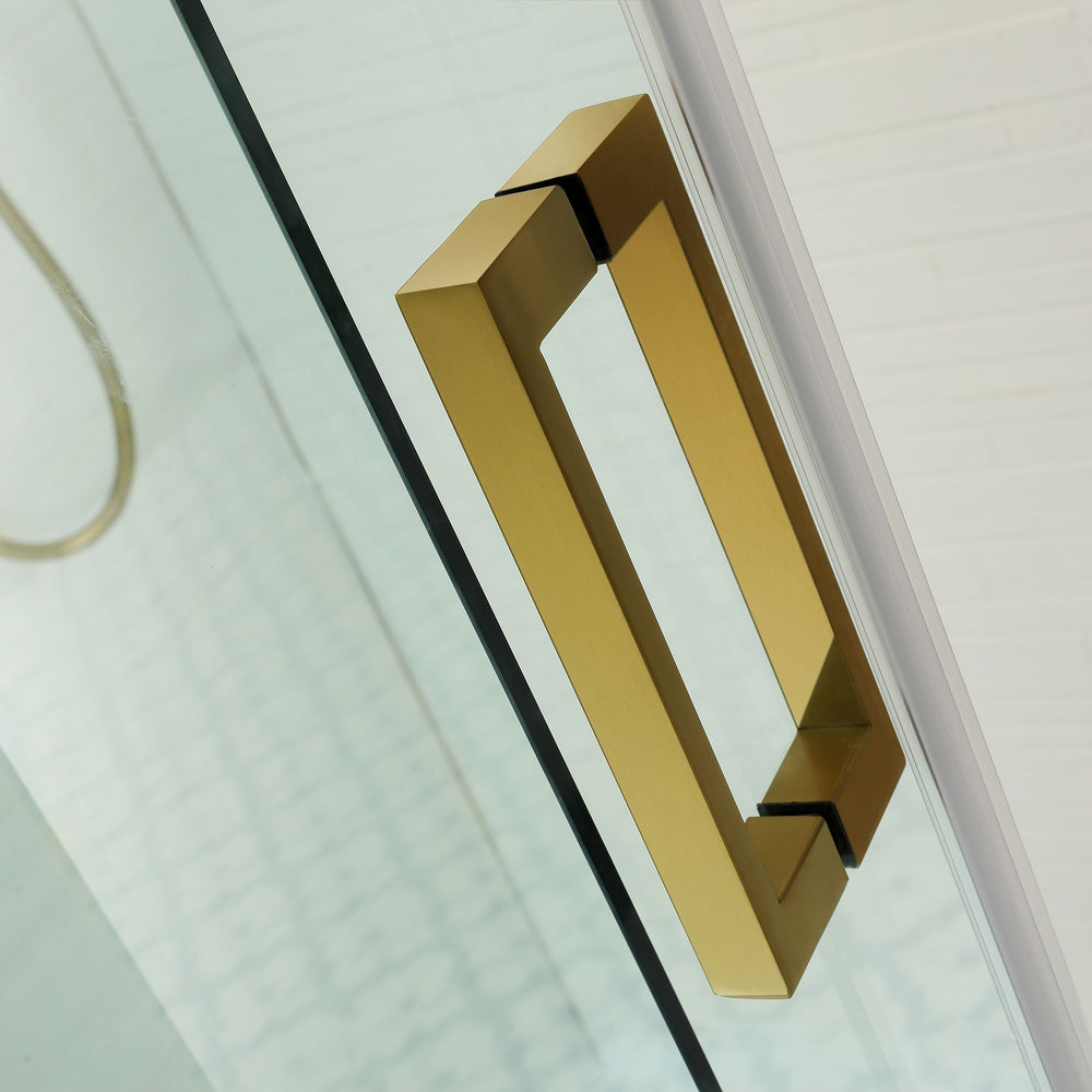 COVEY WALL TO WALL FRAMELESS SINGLE SLIDING DOOR SHOWER SCREEN BRUSHED GOLD