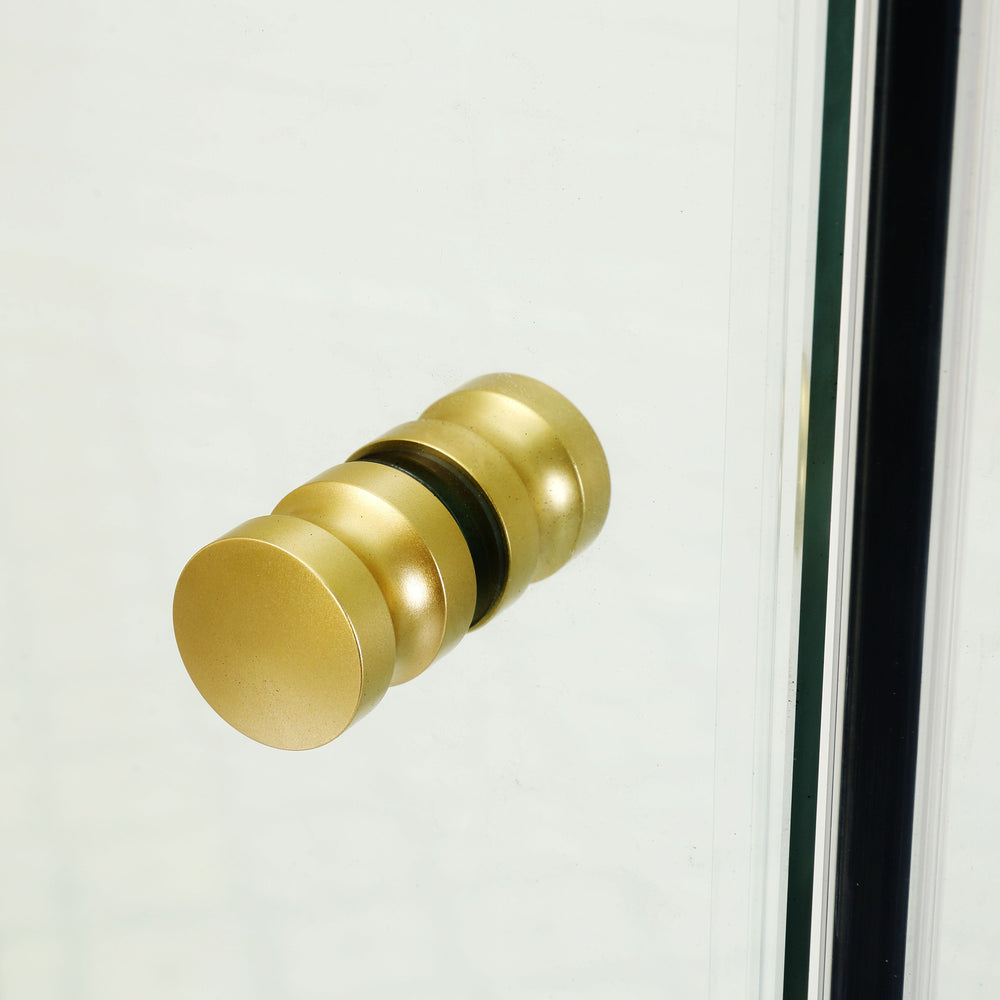 COVEY WALL TO WALL FRAMELESS PIVOTAL HINGE DOOR SHOWER SCREEN BRUSHED GOLD