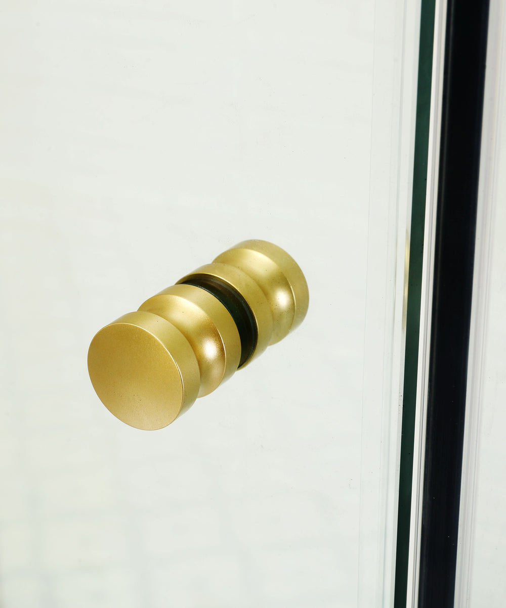 COVEY WALL TO WALL FRAMELESS PIVOTAL HINGE DOOR SHOWER SCREEN BRUSHED GOLD