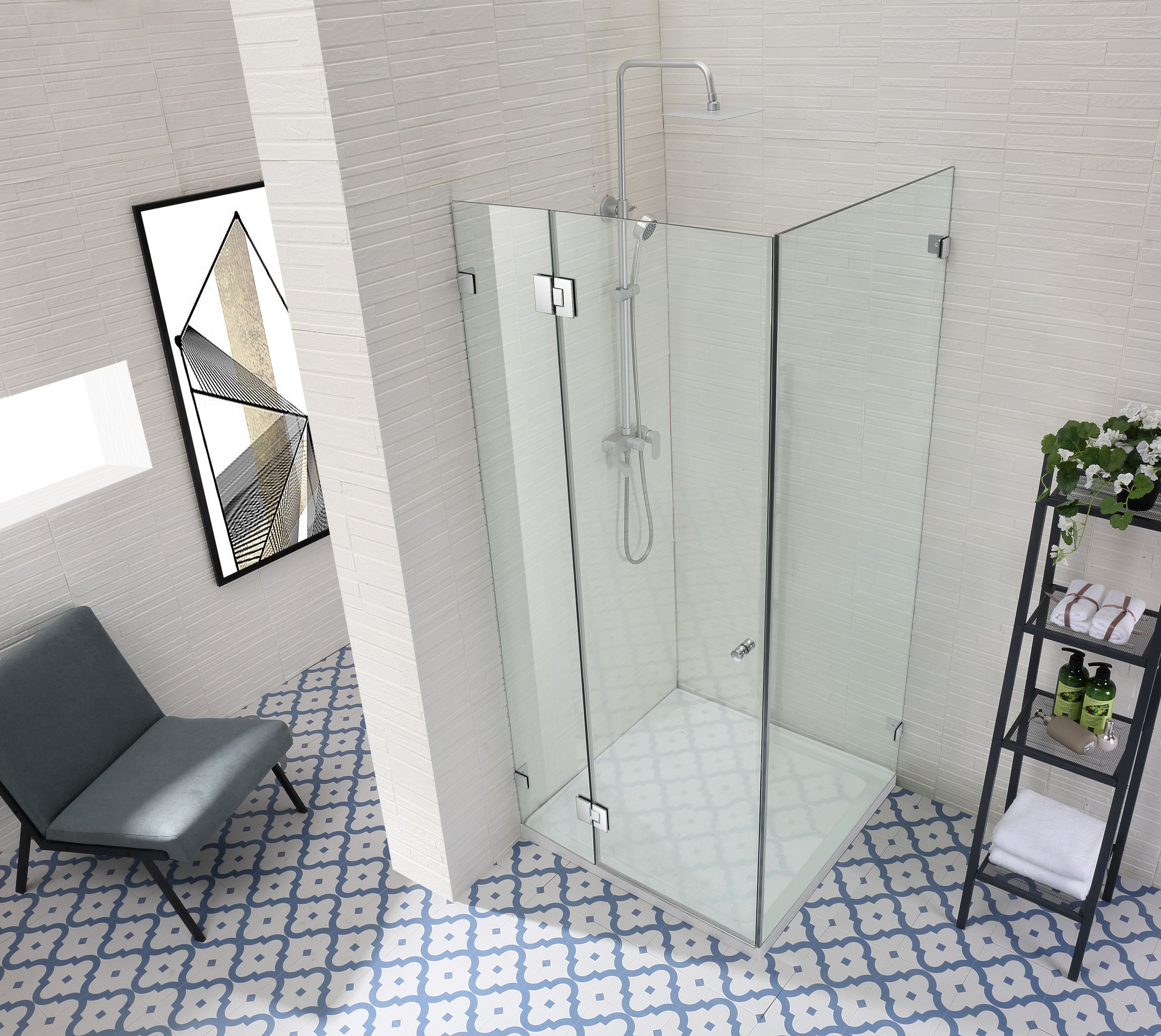 COVEY WALL TO WALL FRAMELESS PIVOTAL HINGE DOOR SHOWER SCREEN CHROME