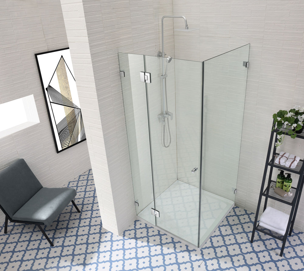 COVEY WALL TO WALL FRAMELESS PIVOTAL HINGE DOOR SHOWER SCREEN CHROME