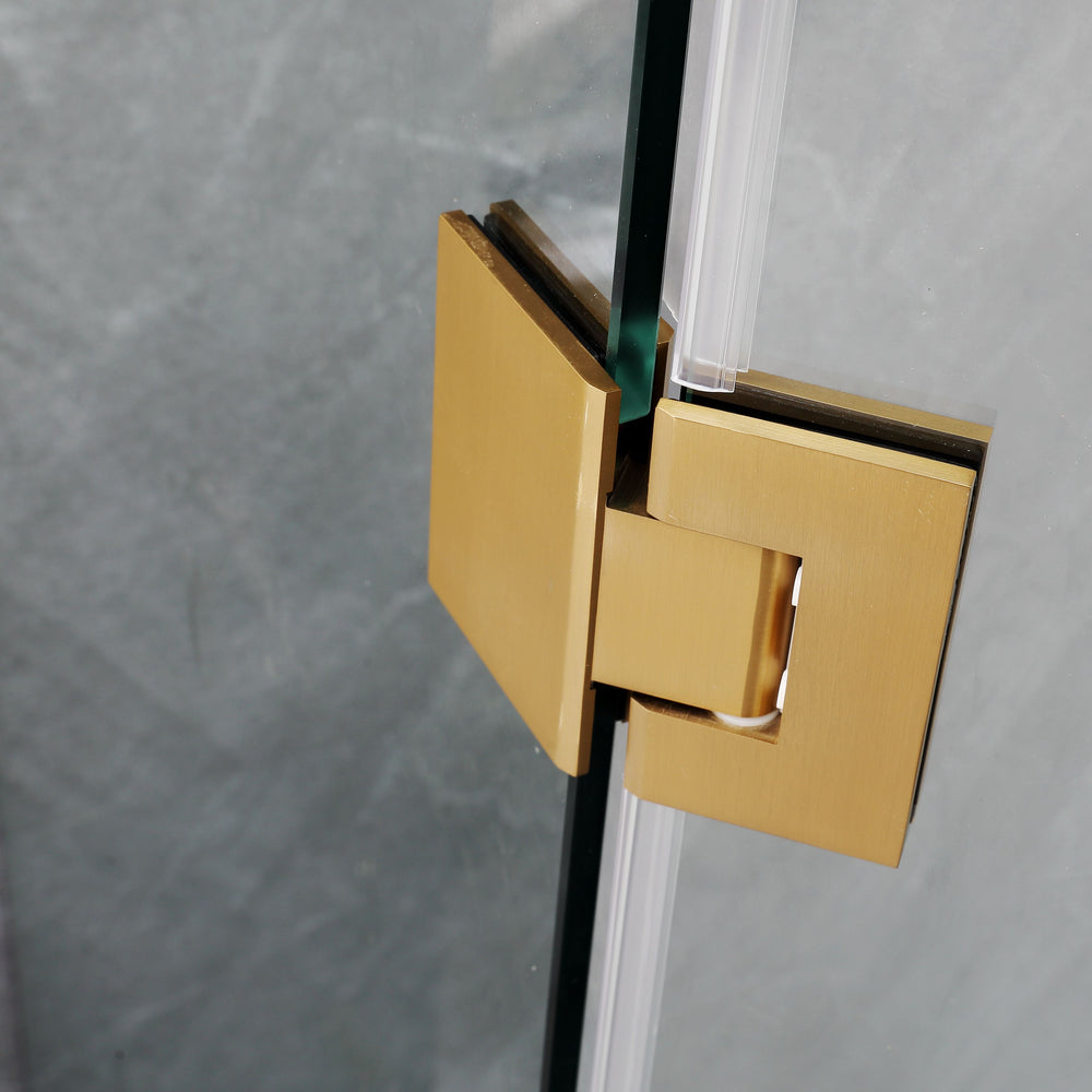COVEY WALL TO WALL DIAMOND FRAMELESS PIVOT HINGE DOOR BRUSHED GOLD