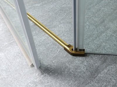 COVEY WALL TO WALL DIAMOND FRAMELESS PIVOT HINGE DOOR BRUSHED GOLD