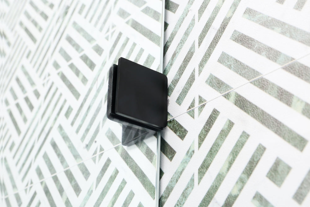 COVEY WALL TO WALL DIAMOND FRAMELESS PIVOT HINGE DOOR MATTE BLACK