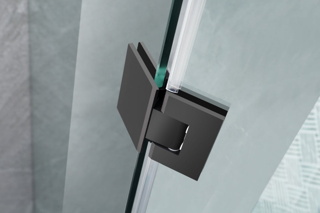 COVEY WALL TO WALL DIAMOND FRAMELESS PIVOT HINGE DOOR MATTE BLACK