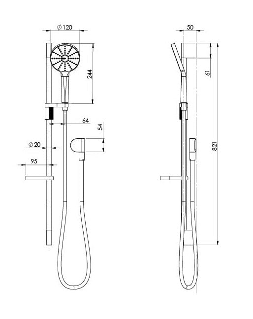 PHOENIX NX VIVE RAIL SHOWER CHROME