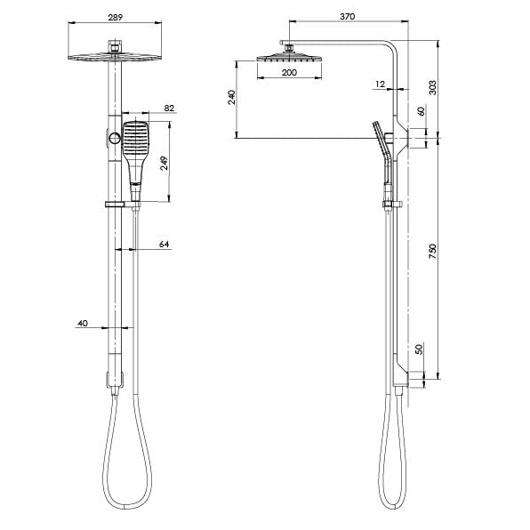 PHOENIX NX CAPE TWIN SHOWER CHROME AND MATTE BLACK