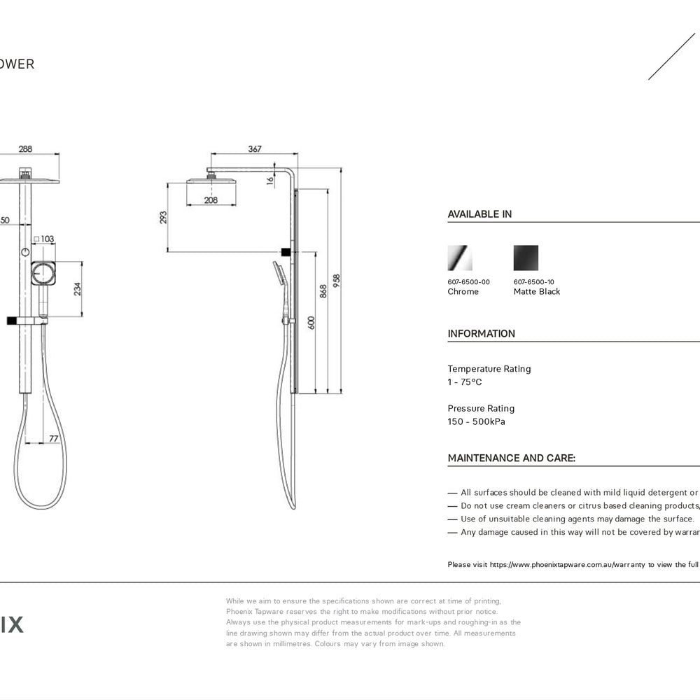 PHOENIX NX ORLI WITH HYDROSENSE TWIN SHOWER CHROME