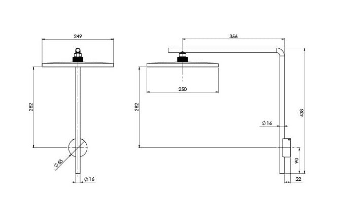 PHOENIX NX IKO WITH HYDROSENSE SHOWER ARM AND ROSE 250MM MATTE BLACK