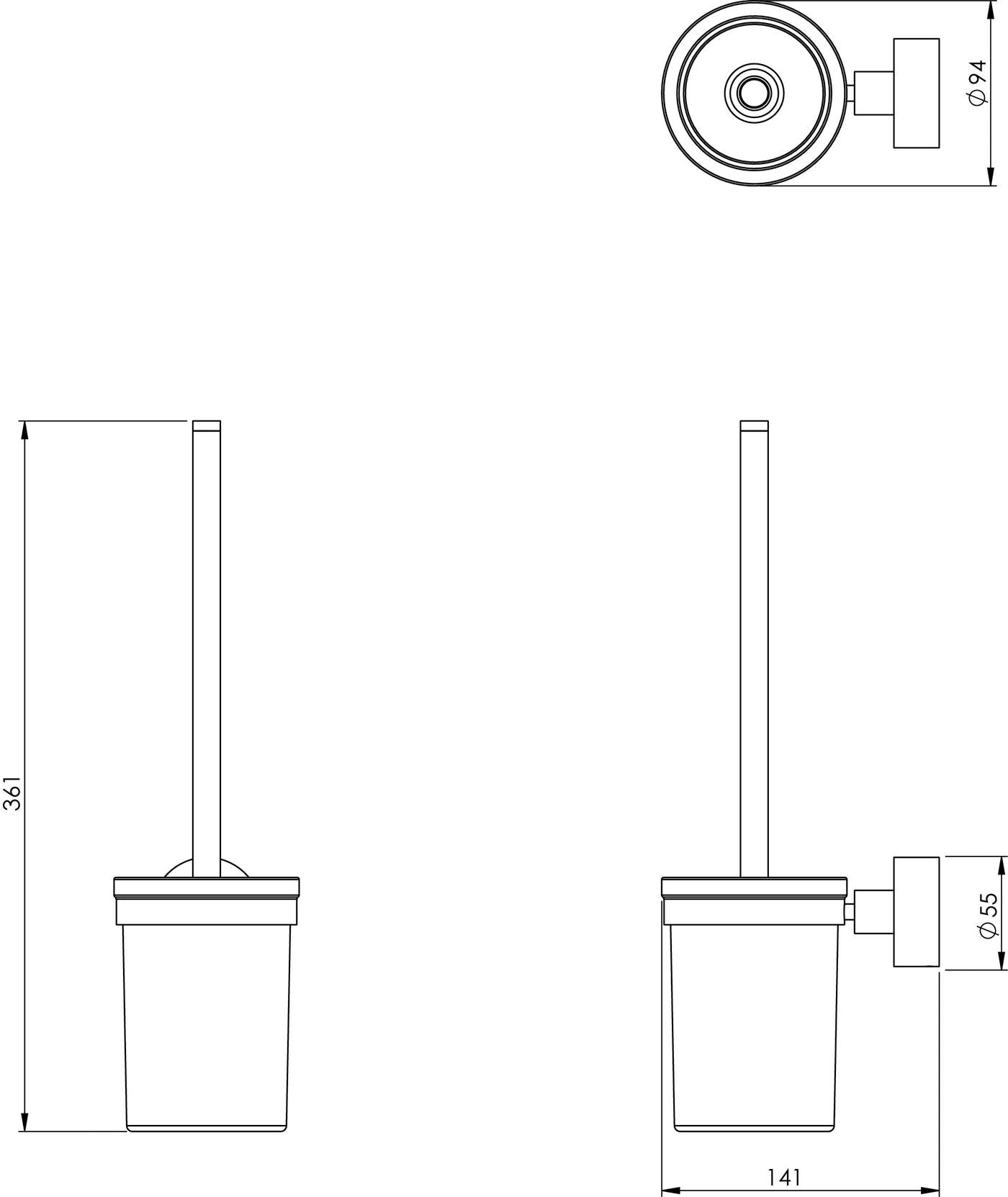 PHOENIX VIVID TOILET BRUSH AND HOLDER CHROME 361MM