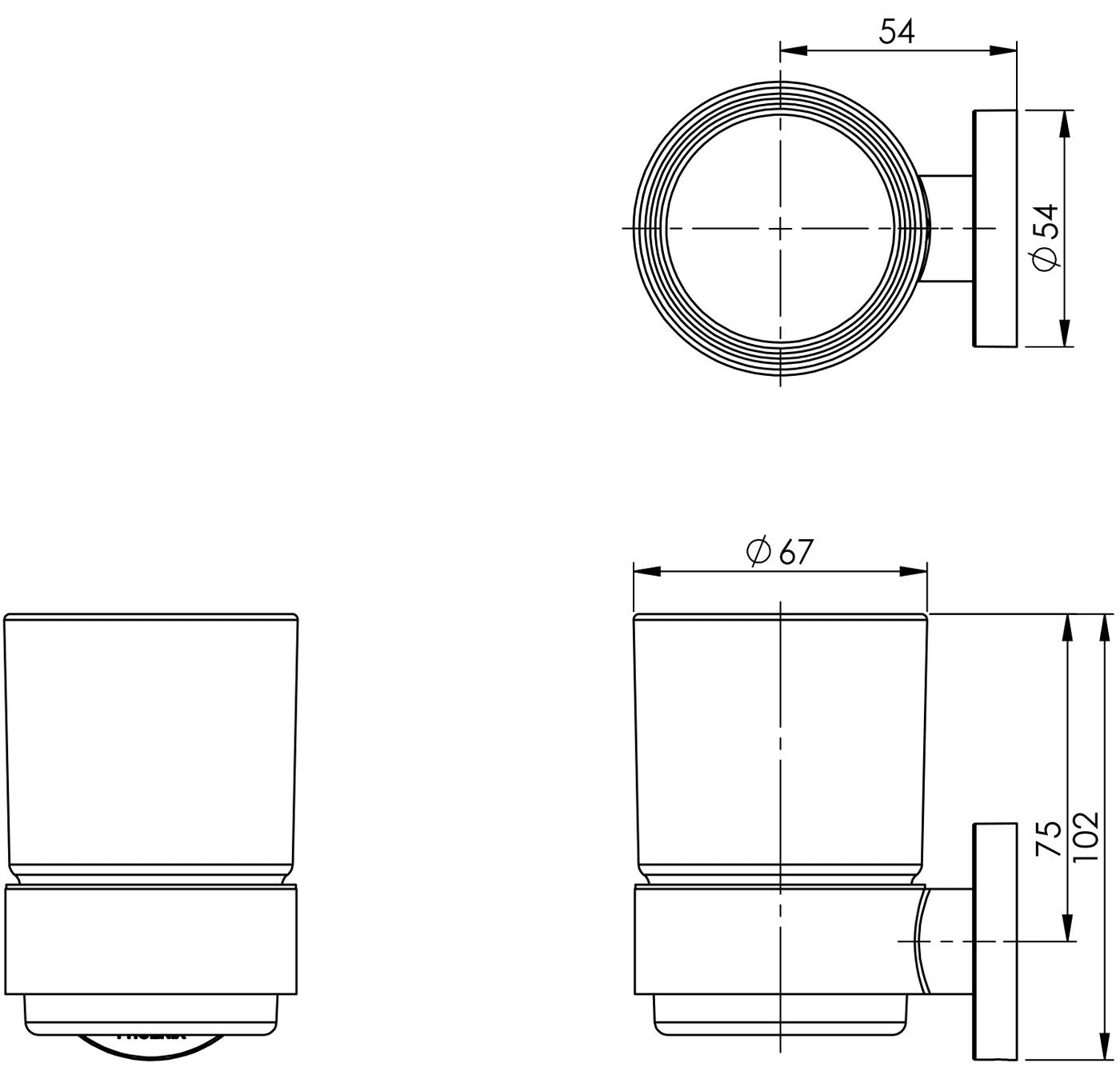 PHOENIX RADII TUMBLER AND HOLDER ROUND PLATE CHROME