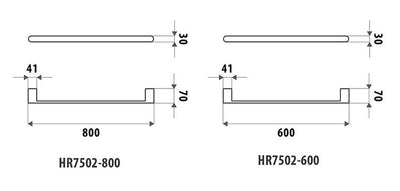 LINKWARE HUNTINGWOOD SINGLE NON-HEATED TOWEL RAIL BLACK (AVAILABLE IN 600MM AND 800MM)