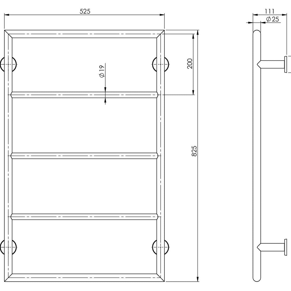 PHOENIX VIVID NON-HEATED TOWEL LADDER CHROME 525MM X 600MM
