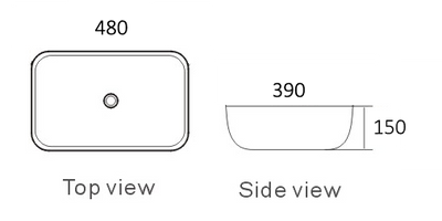 INSPIRE ABOVE COUNTER CERAMIC BASIN GLOSS WHITE 480MM