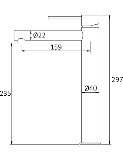 INSPIRE ROUL TALL BASIN MIXER 297MM BRUSHED GOLD