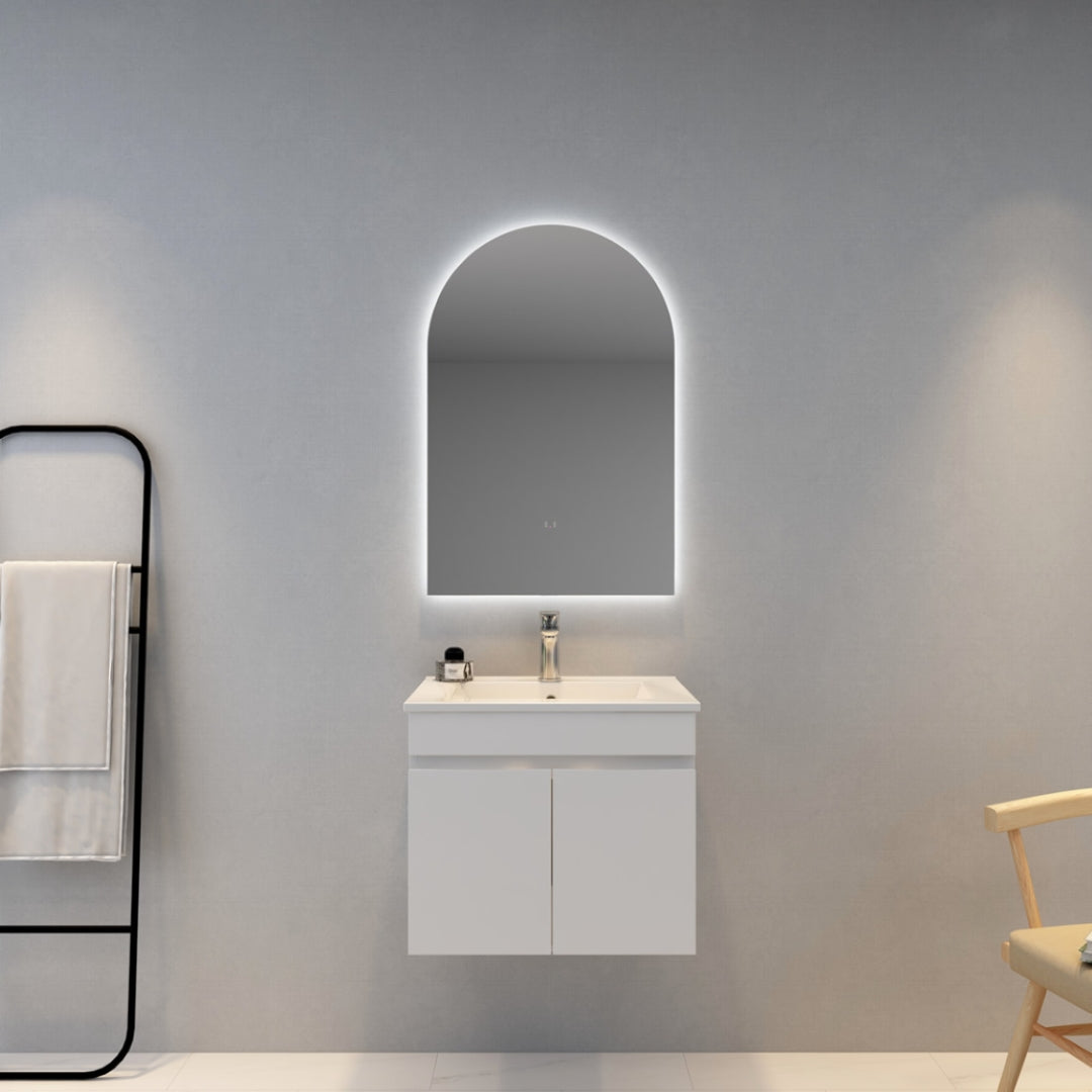 POSEIDON ARCH BACKLIT LED MIRROR 3 COLOUR LIGHTS 600X900MM