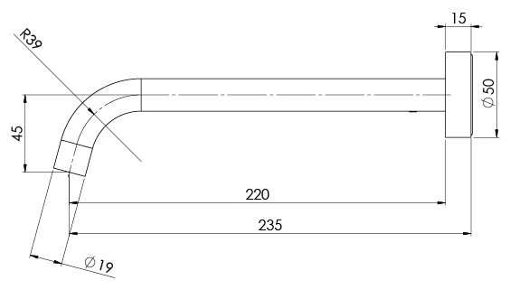 PHOENIX VIVID SLIMLINE LEAD FREE WALL BASIN OUTLET 230MM BRUSHED GOLD