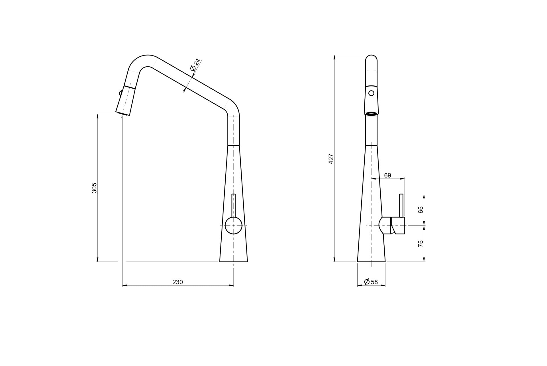 LINSOL ELIAS PULL OUT SINK MIXER (OILED BRONZE)