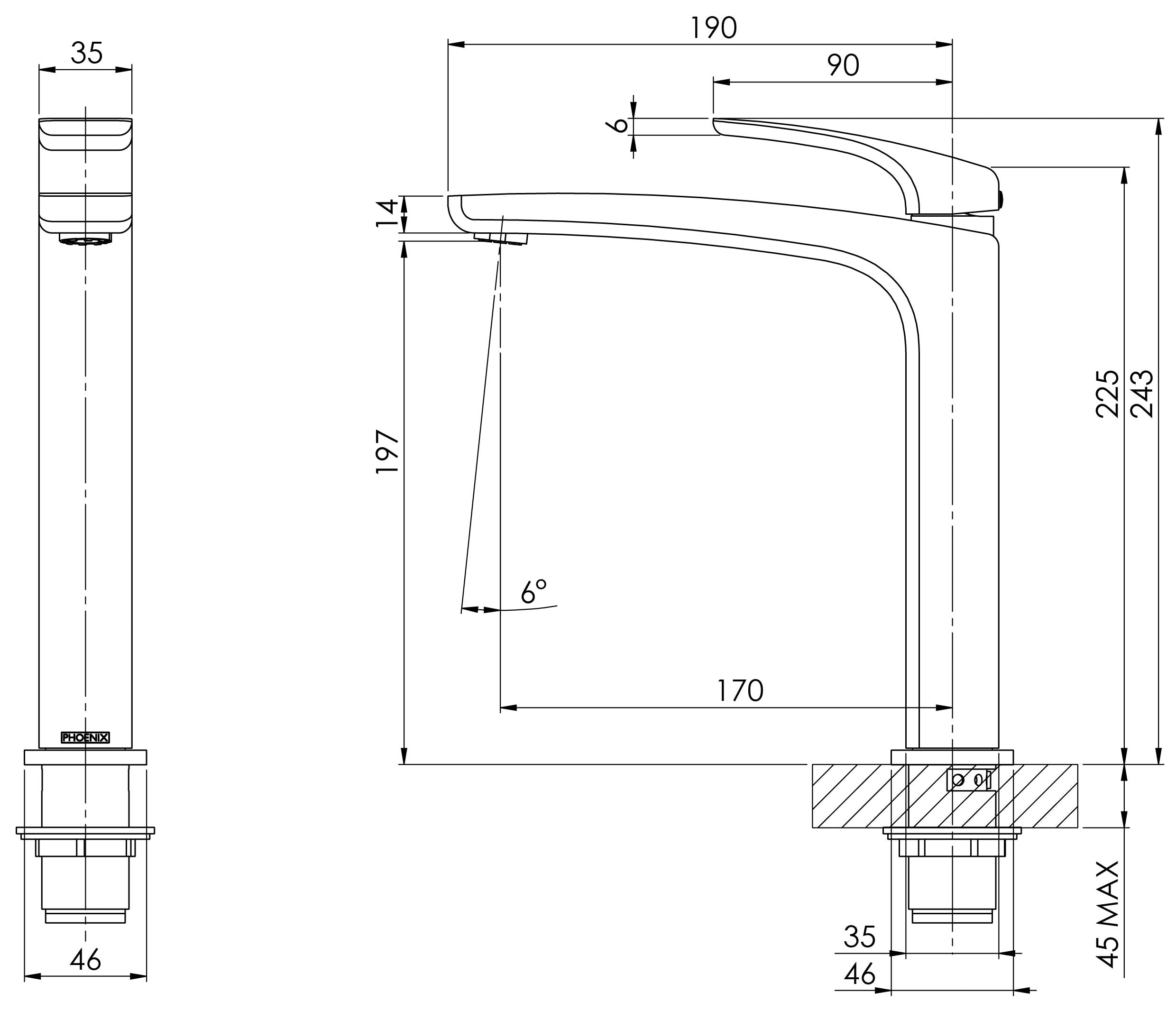 PHOENIX RUSH SINK MIXER 243MM CHROME