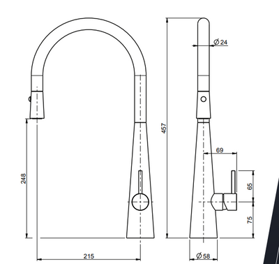 LINSOL GIACOMO SINK MIXER WITH PULL DOWN HOSE (GUN METAL)