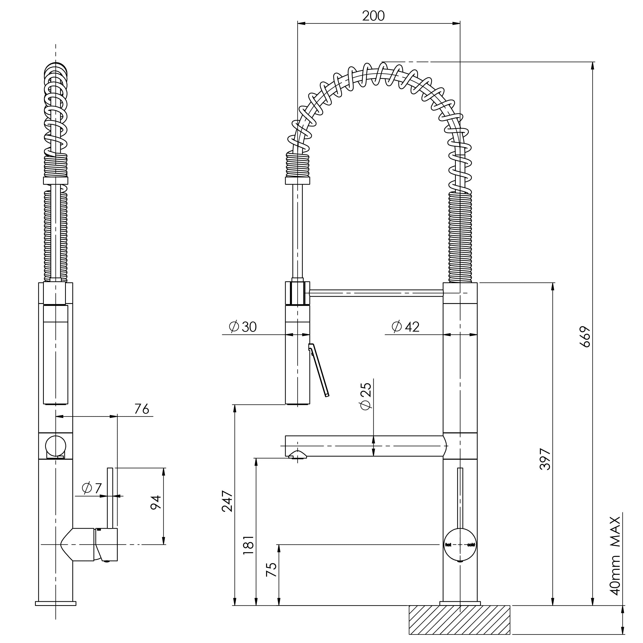 PHOENIX VIVID SLIMLINE MULTI FUNCTION LEAD FREE SINK MIXER 669MM CHROME