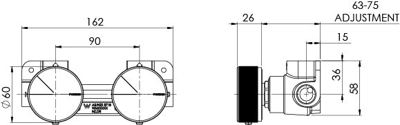 PHOENIX AXIA TWIN SHOWER WALL MIXER MATTE BLACK