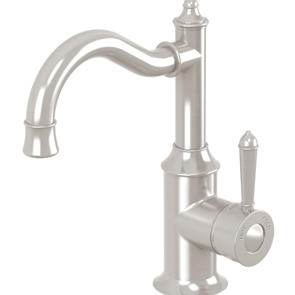 PHOENIX NOSTALGIA LEAD FREE BASIN MIXER 160MM SHEPHERDS CROOK BRUSHED NICKEL