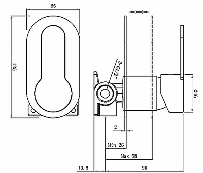 INSPIRE VOGH SHOWER WALL MIXER 125MM CHROME