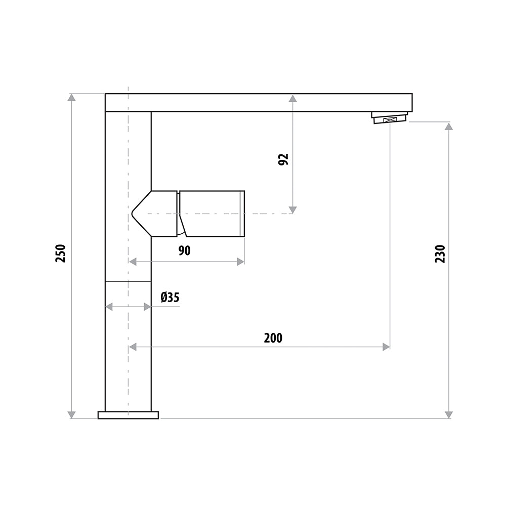 LINKWARE GABE SINK MIXER 250MM MATTE BLACK AND CHROME