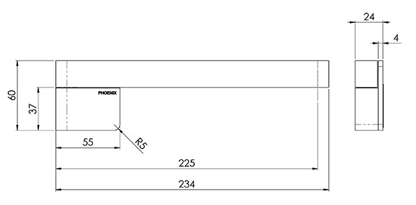 PHOENIX DESIGNER SWIVEL BATH OUTLET 234MM BRUSHED NICKEL