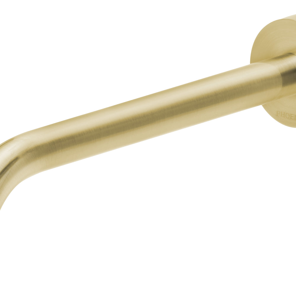 PHOENIX VIVID SLIMLINE LEAD FREE WALL BASIN OUTLET 230MM BRUSHED GOLD