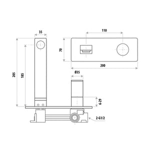 LINKWARE GABE WALL OUTLET MIXER 205MM GUN METAL