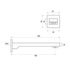 LINKWARE GABE BATH SPOUT 210MM GUN METAL