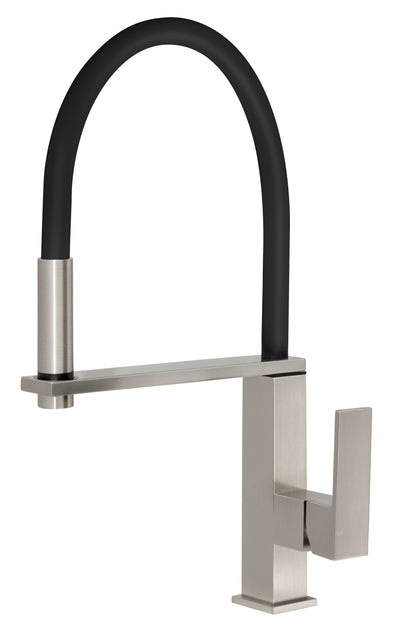 PHOENIX VEZZ LEAD FREE FLEXIBLE HOSE SINK MIXER 421MM BRUSHED NICKEL