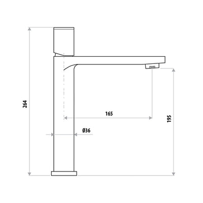 LINKWARE GABE HIGH RISE MIXER MATTE BLACK AND CHROME