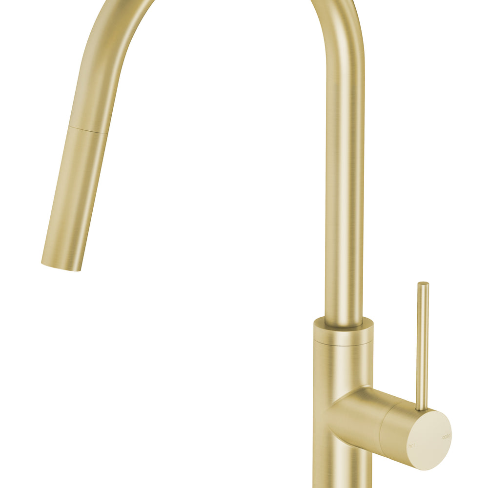 PHOENIX VIVID SLIMLINE LEAD FREE PULL OUT SINK MIXER 397MM BRUSHED GOLD