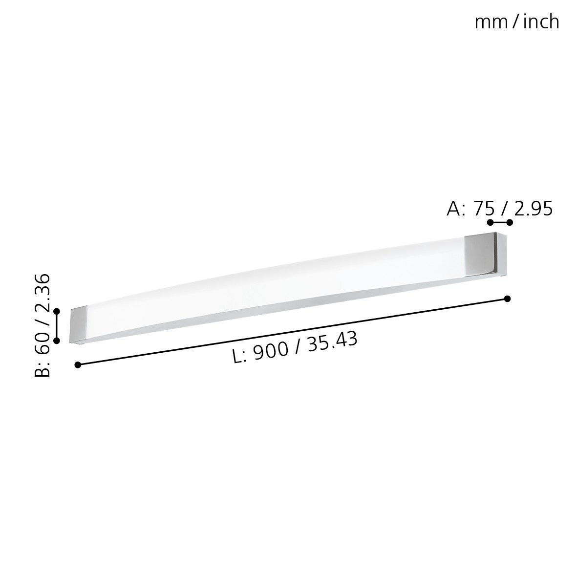 EGLO SIDERNO LED MIRROR LIGHT CHROME 900MM