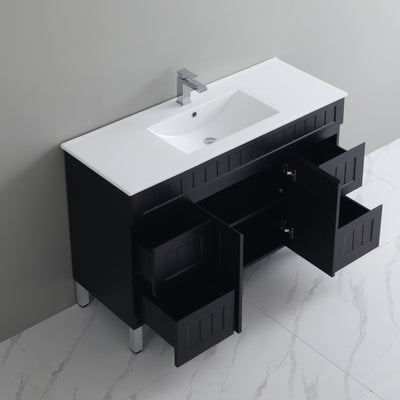 CETO ACACIA SHAKER MATTE BLACK 1200MM SINGLE BOWL FLOOR STANDING VANITY