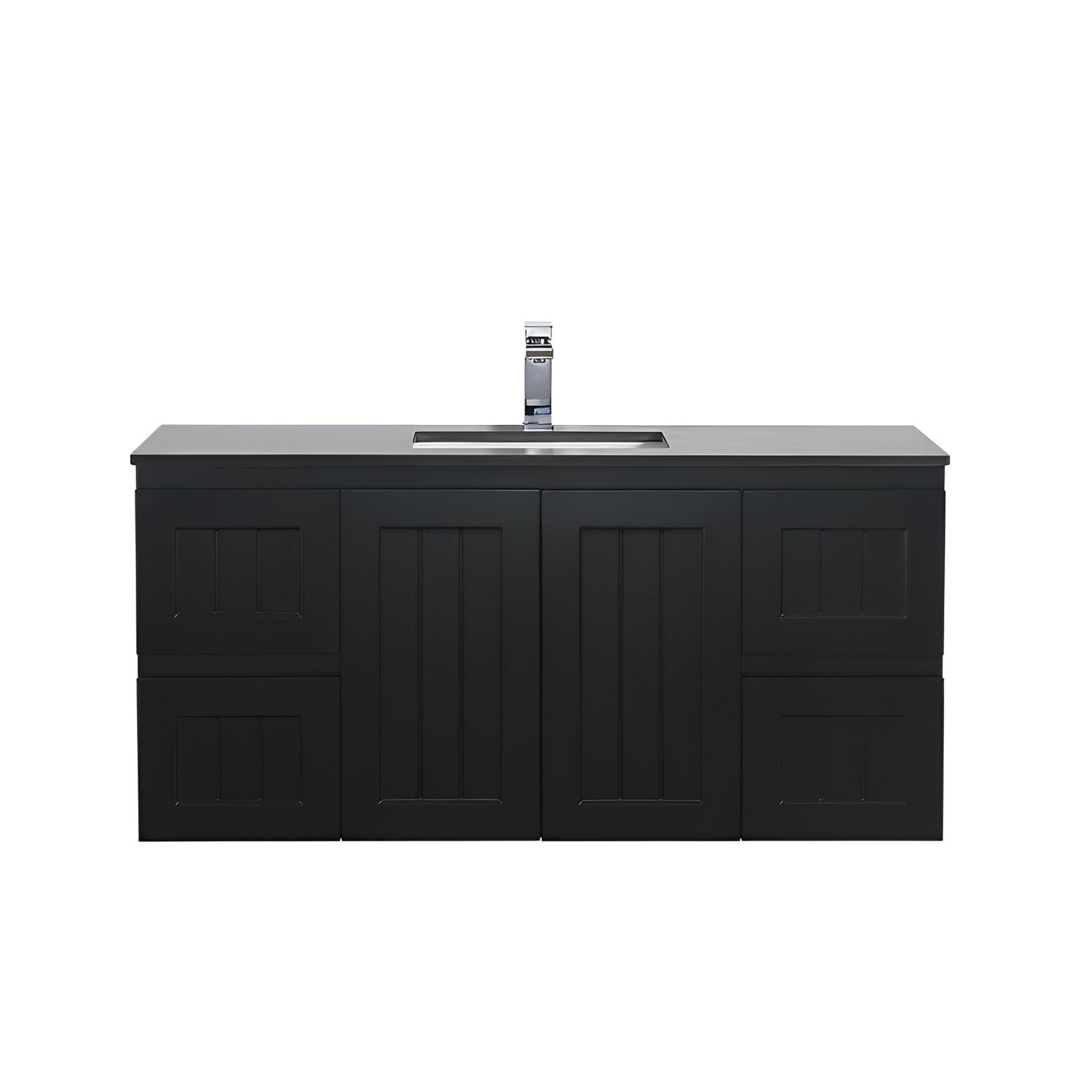 CETO ACACIA SHAKER MATTE BLACK 1200MM SINGLE BOWL WALL HUNG VANITY