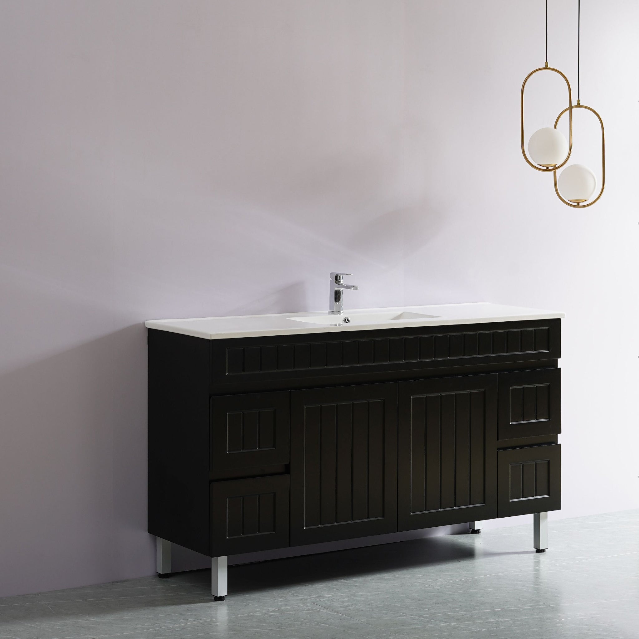 CETO ACACIA SHAKER MATTE BLACK 1500MM SINGLE BOWL FLOOR STANDING VANITY