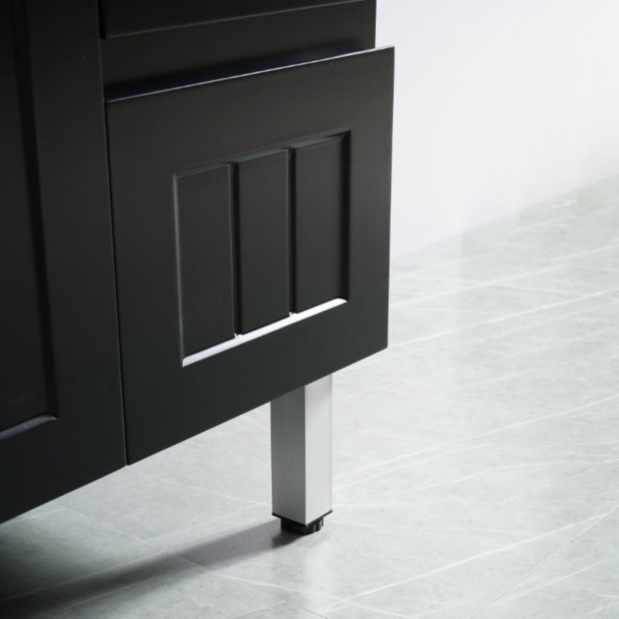 CETO ACACIA SHAKER MATTE BLACK 1500MM SINGLE BOWL FLOOR STANDING VANITY