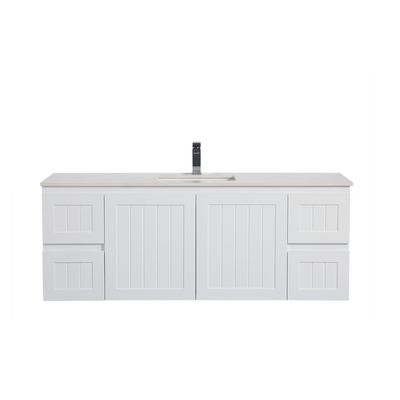 CETO ACACIA SHAKER MATTE WHITE 1500MM SINGLE BOWL WALL HUNG VANITY