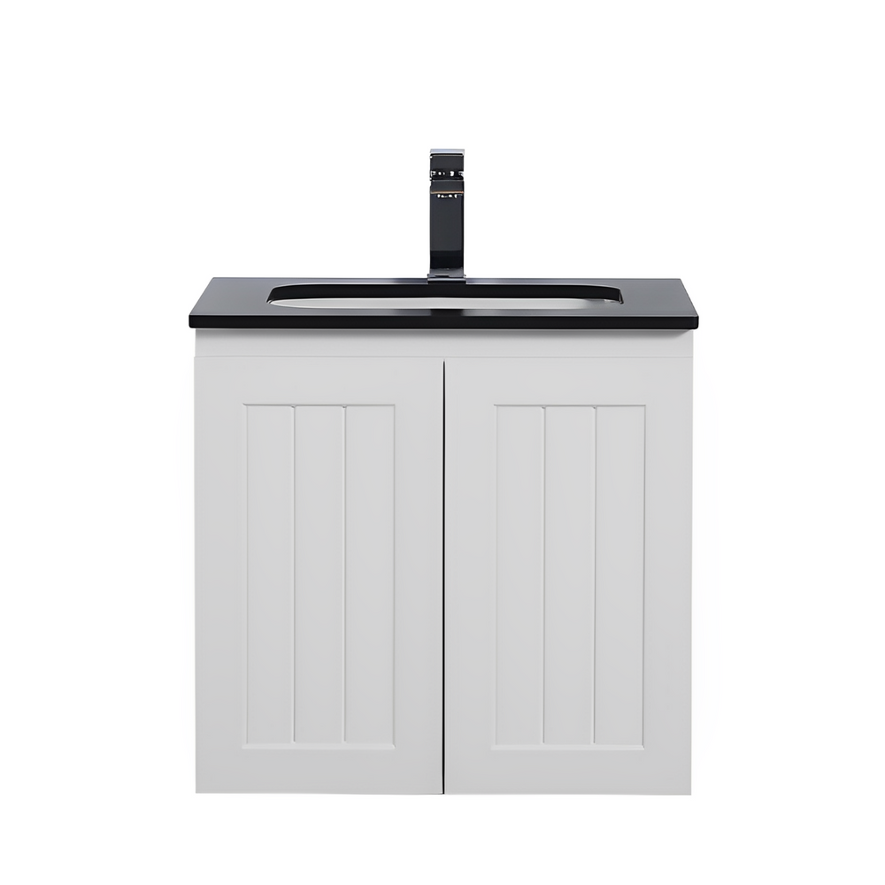 CETO ACACIA SHAKER MATTE WHITE 600MM SINGLE BOWL WALL HUNG VANITY