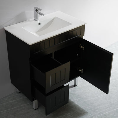 CETO ACACIA SHAKER MATTE BLACK 750MM SINGLE BOWL FLOOR STANDING VANITY (AVAILABLE IN LEFT AND RIGHT HAND DRAWER)